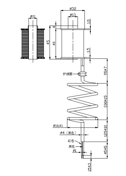 48V娃娃機(jī)電磁線(xiàn)圈,通電抓東西電磁線(xiàn)圈-尺寸圖